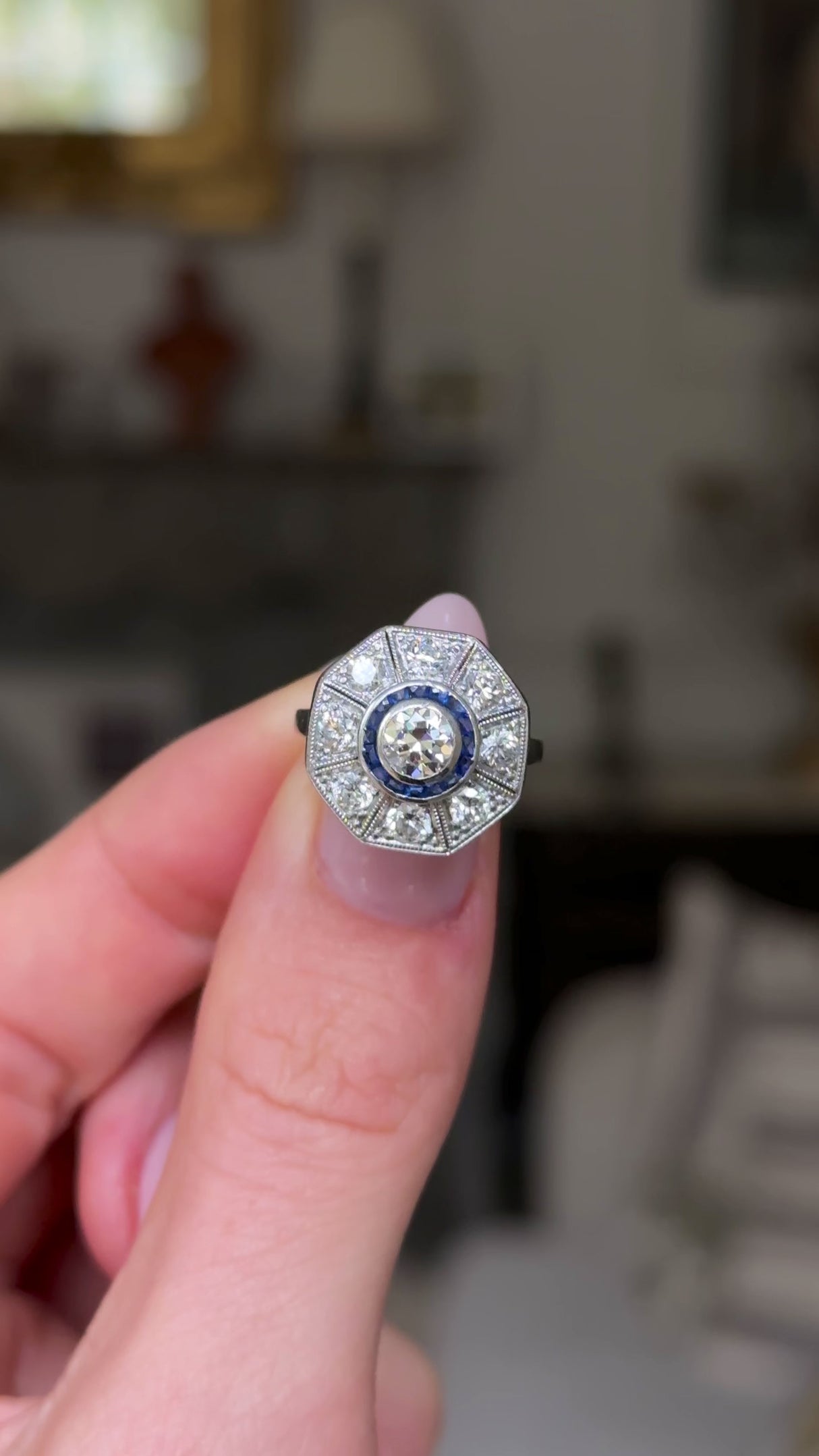 Art Deco, platinum, diamond & sapphire ring