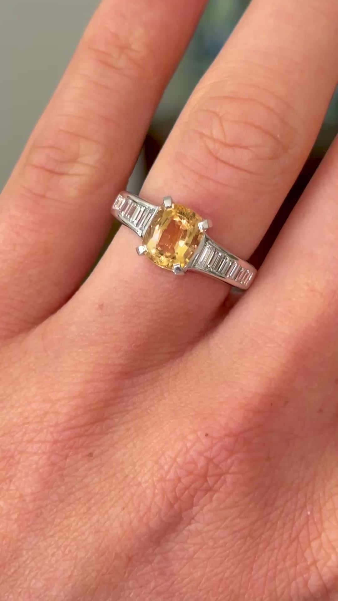 Vintage, citrine and diamond engagement ring