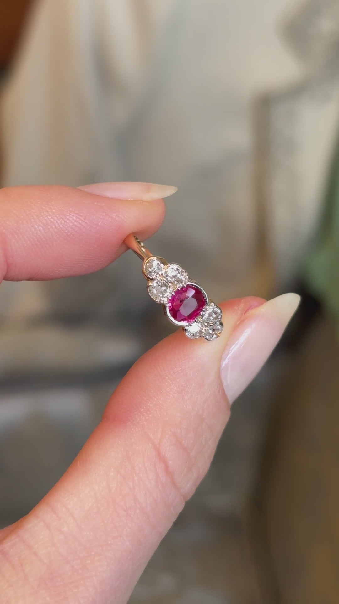 Antique, Edwardian ruby & diamond dress ring