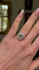 Antique, Victorian Yellow Sapphire and Diamond Ring, worn on hand and rotated to give perspective.