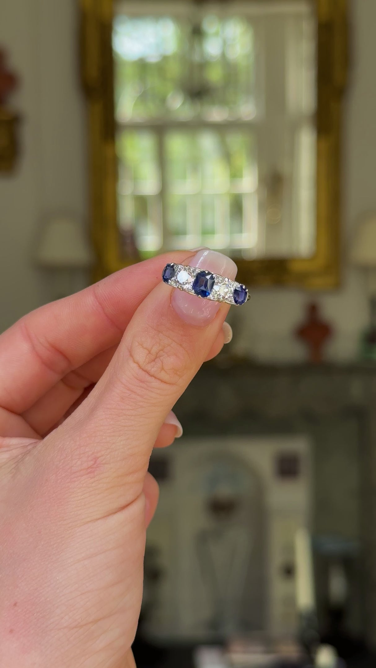Antique sapphire & diamond five-stone ring