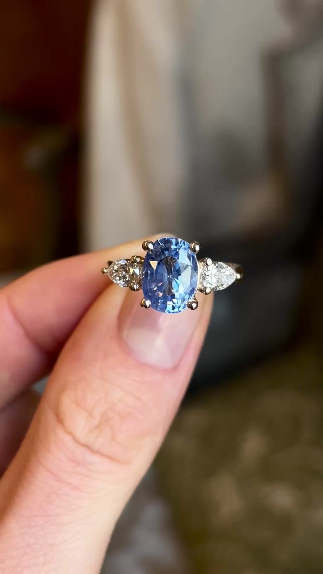 Sapphire & diamond three-stone ring