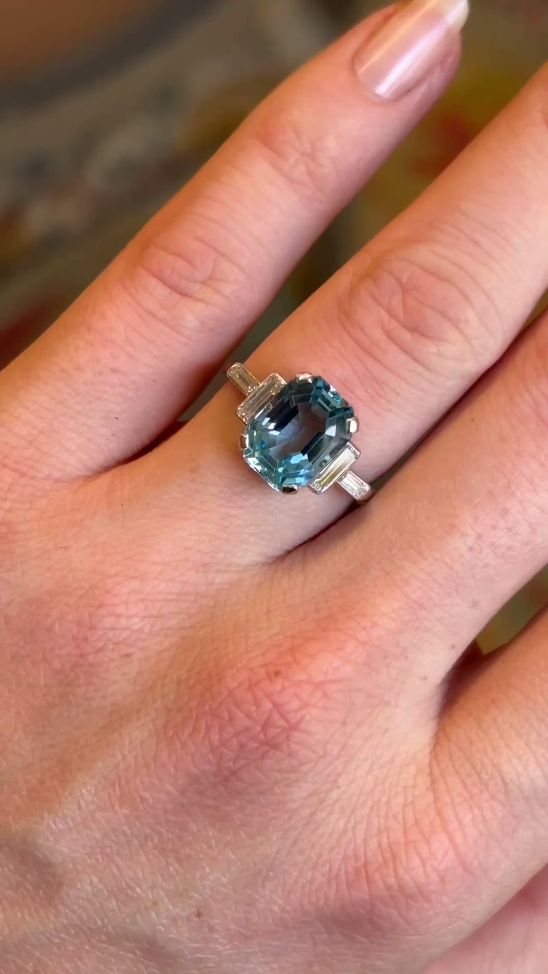 Vintage, Art Deco, 1920s, aquamarine & diamond ring by Garrard