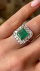 Vintage, 1980s emerald & diamond cluster panel ring