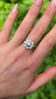 Vintage, Diamond Cluster Engagement Ring, 18ct White GoldVintage, Diamond Cluster Engagement Ring, 18ct White Gold worn on hand.