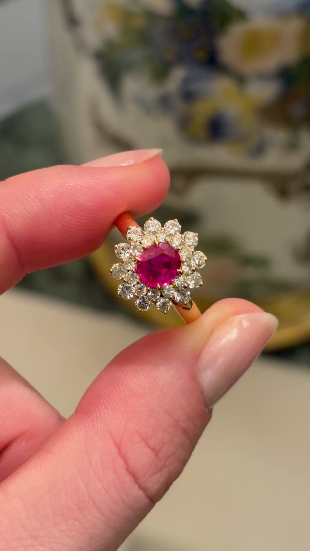 Vintage, ruby & diamond cluster ring