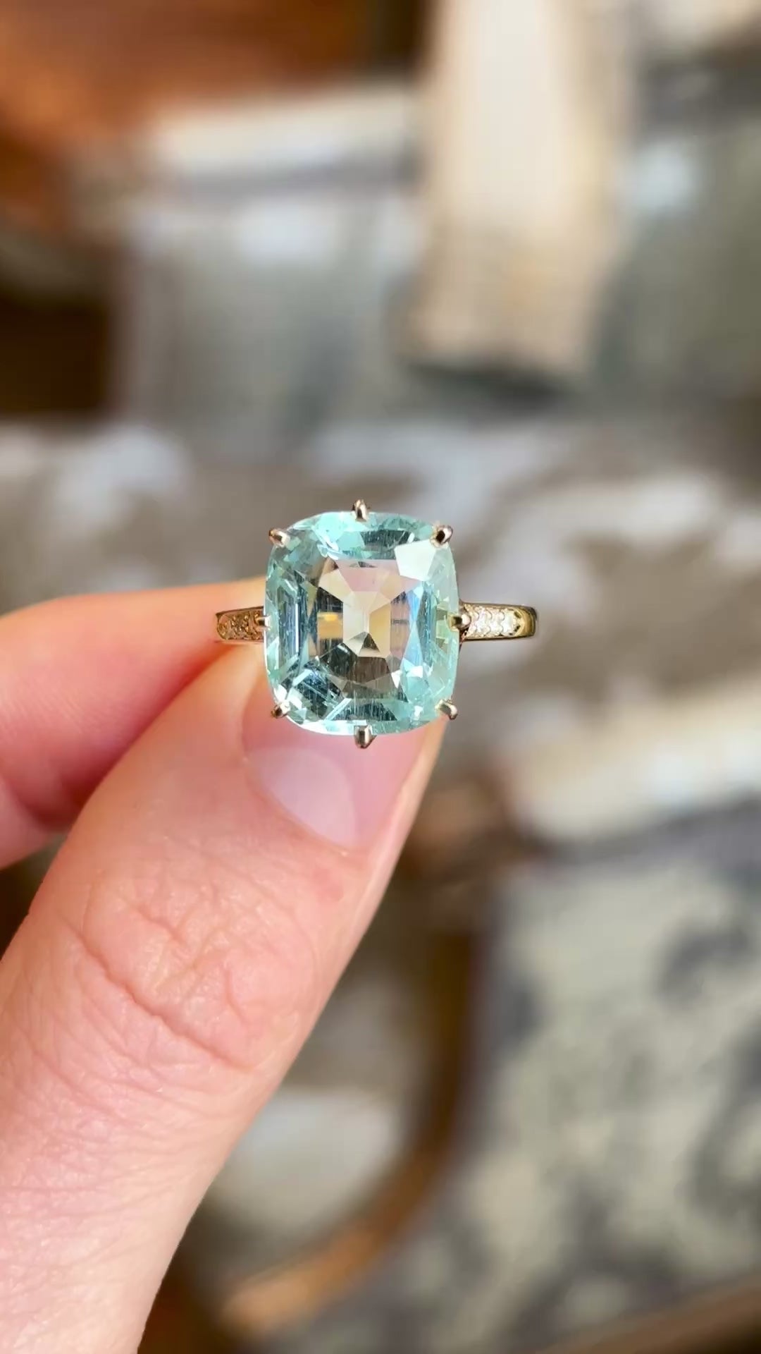 Contemporary, aquamarine cocktail ring