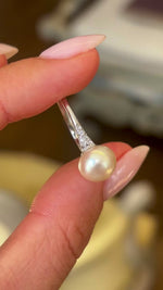 Exceptional, Edwardian, natural pearl & diamond ring