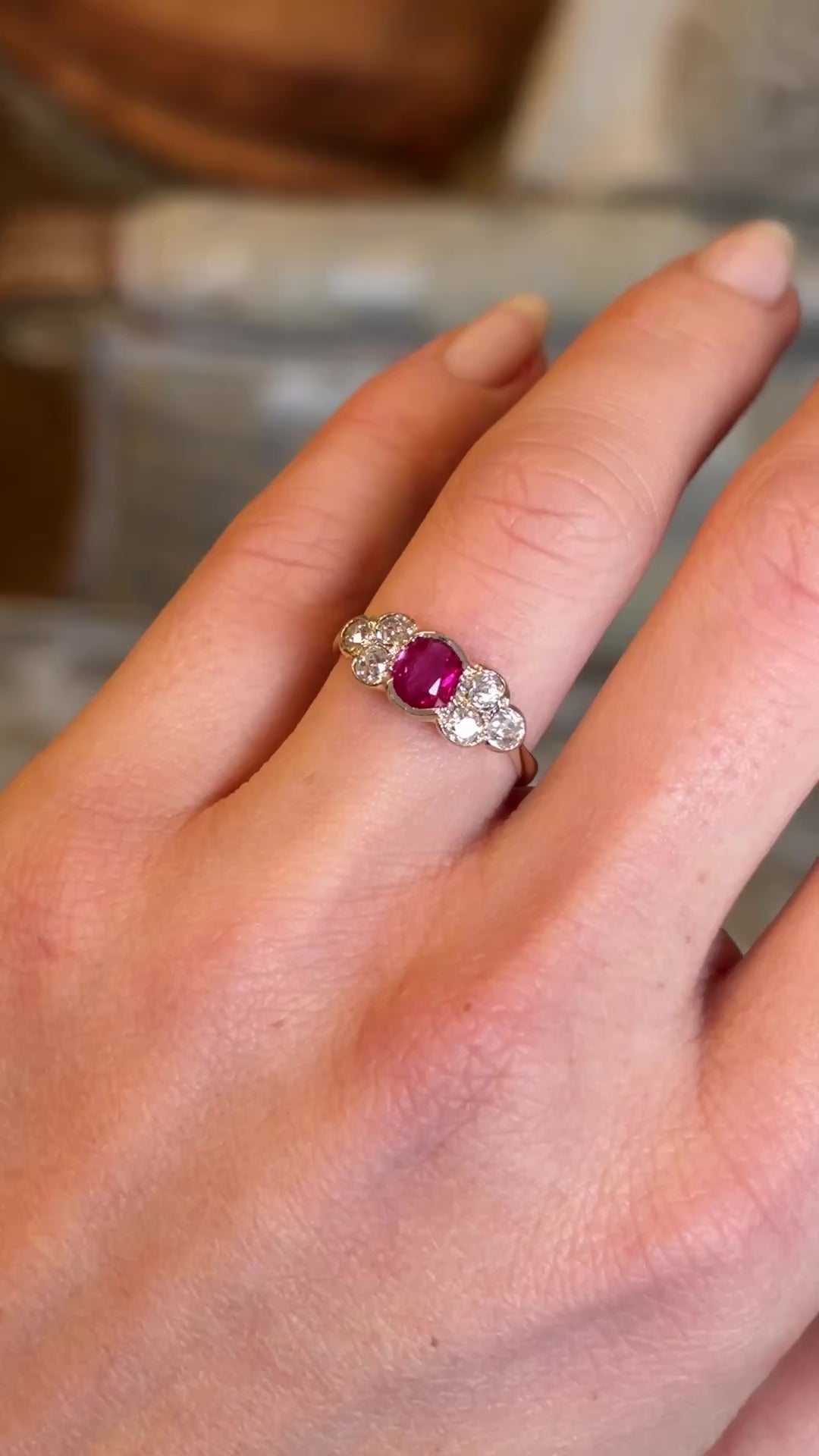 Antique, Edwardian ruby & diamond dress ring