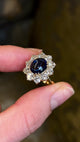 Vintage, 1980s cabochon sapphire & diamond cluster ring