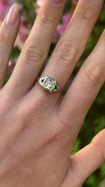 Vintage, 1960s Diamond Engagement Ring, 18ct Yellow Gold and Platinum worn on hand.