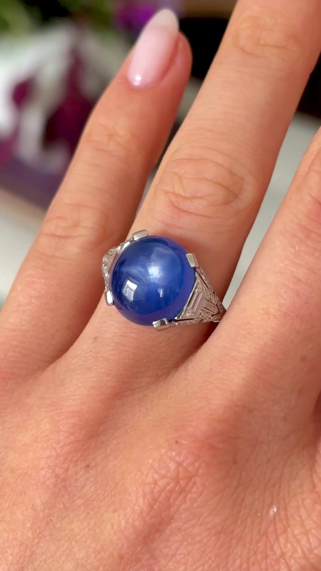 Vintage, Art Deco star sapphire and diamond ring