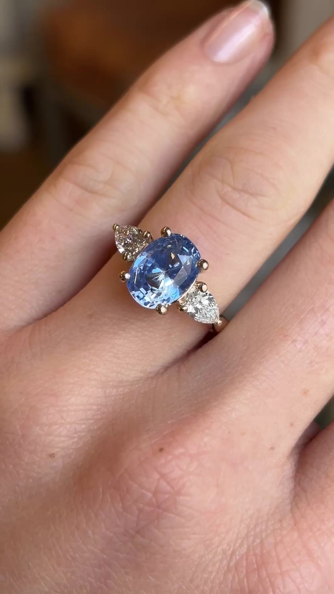 Sapphire & diamond three-stone ring