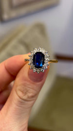 Vintage, 1960s sapphire & diamond cluster ring