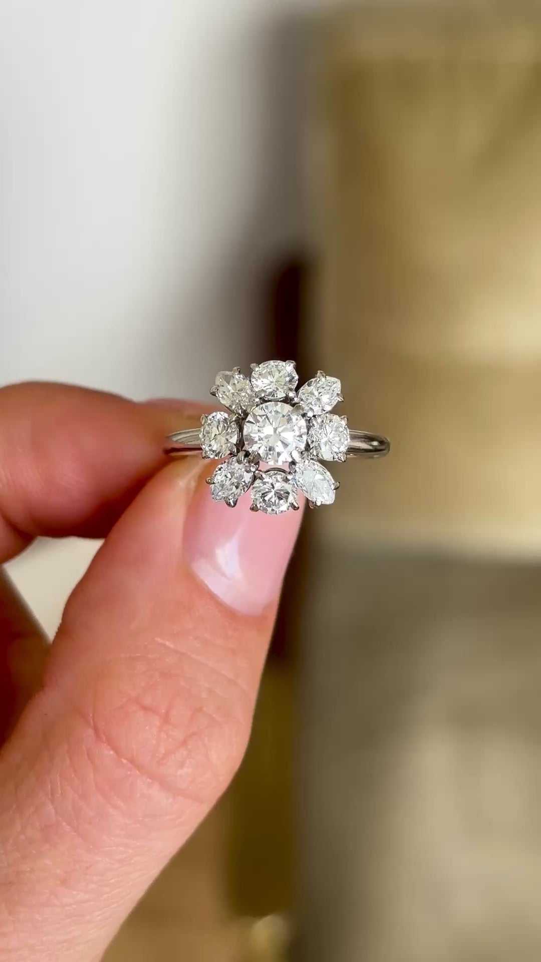 カルティエ指輪 Vintage, 1940s Cartier diamond cluster ring – Antique Ring