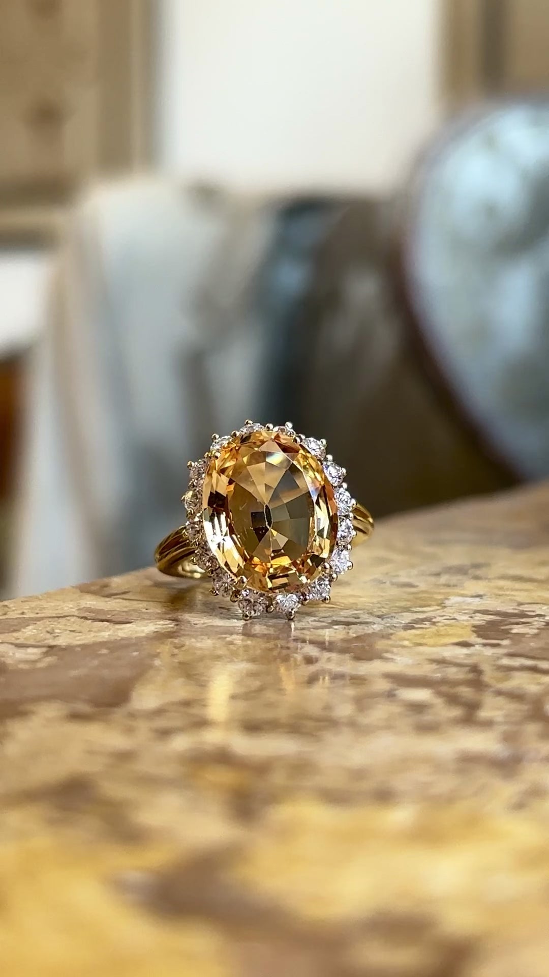 Vintage, 1960s topaz & diamond cluster ring