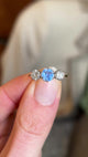 Vintage, 1970s powder-blue sapphire & diamond three-stone ring