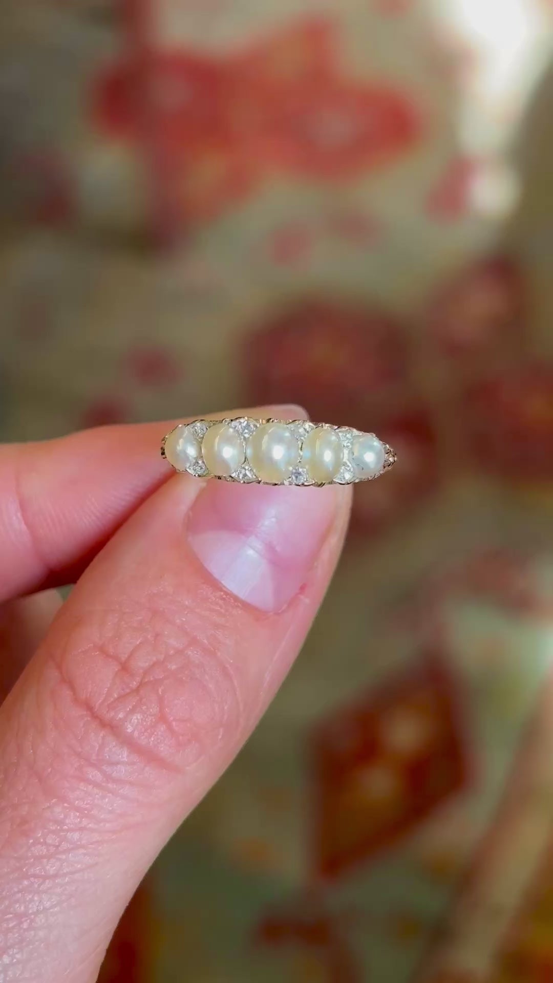 Antique, Victorian pearl half-hoop ring