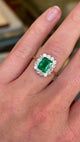 Vintage, 1970s emerald & diamond cluster ring