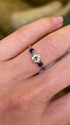 Antique, Edwardian old-cut diamond & sapphire three-stone ring