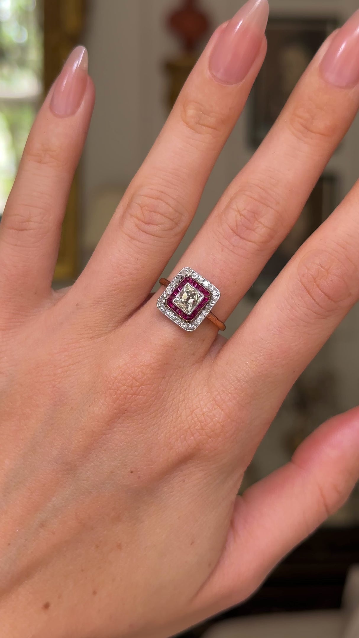 Art Deco, French, 18ct gold, diamond and ruby ring