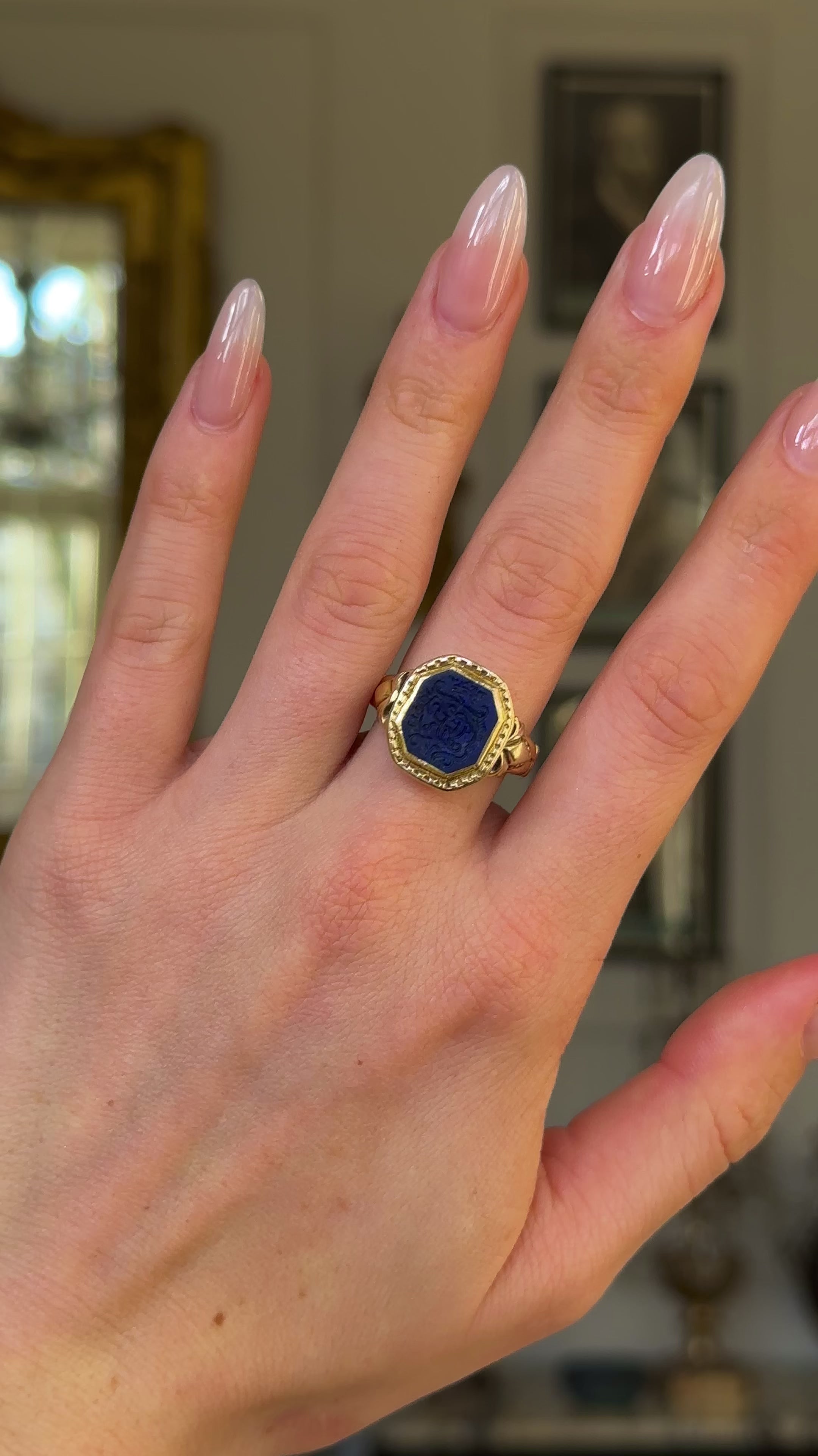 Antique, Victorian lapis-blue stone intaglio ring – Antique Ring