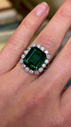 Vintage, 1950s 10ct chrome green tourmaline & diamond cocktail ring