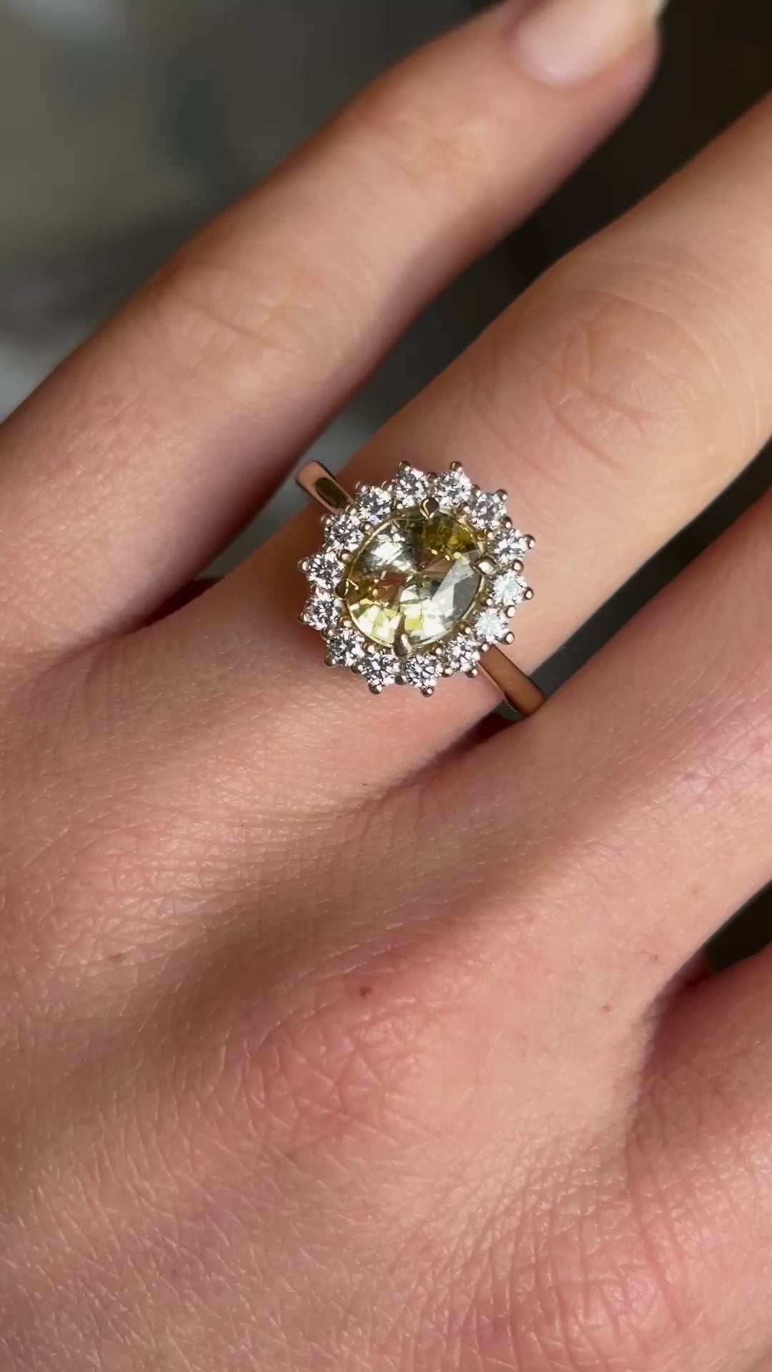 Yellow Sapphire and Diamond Engagement Ring