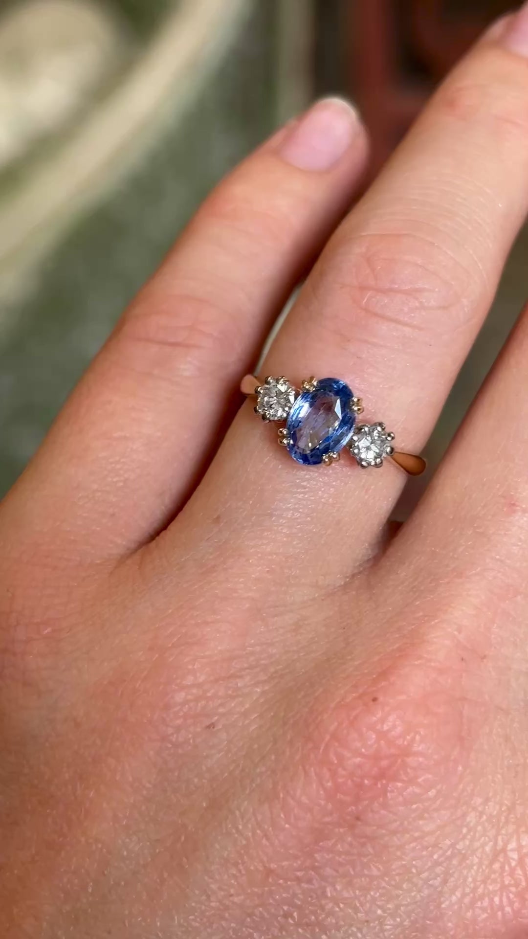 Vintage, 1990s sapphire & diamond three-stone ring