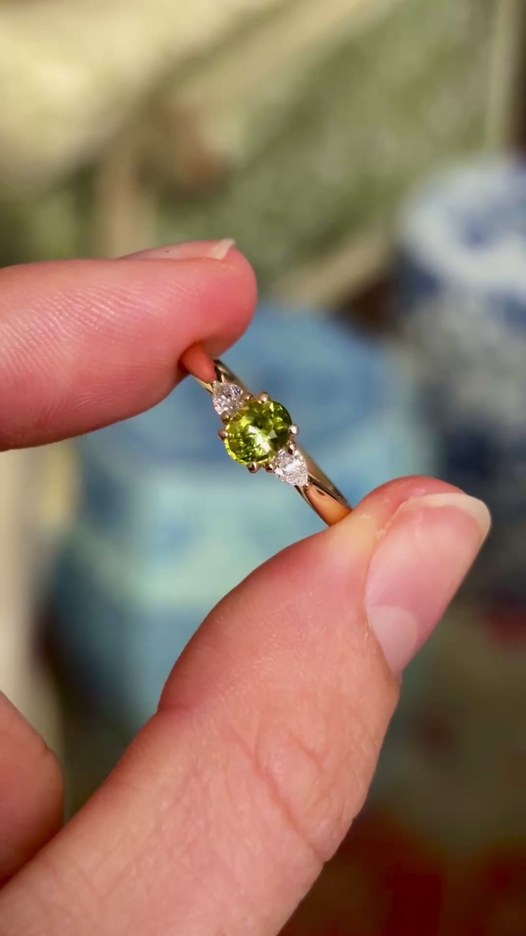 Oval-cut yellow sapphire & diamond three-stone ring