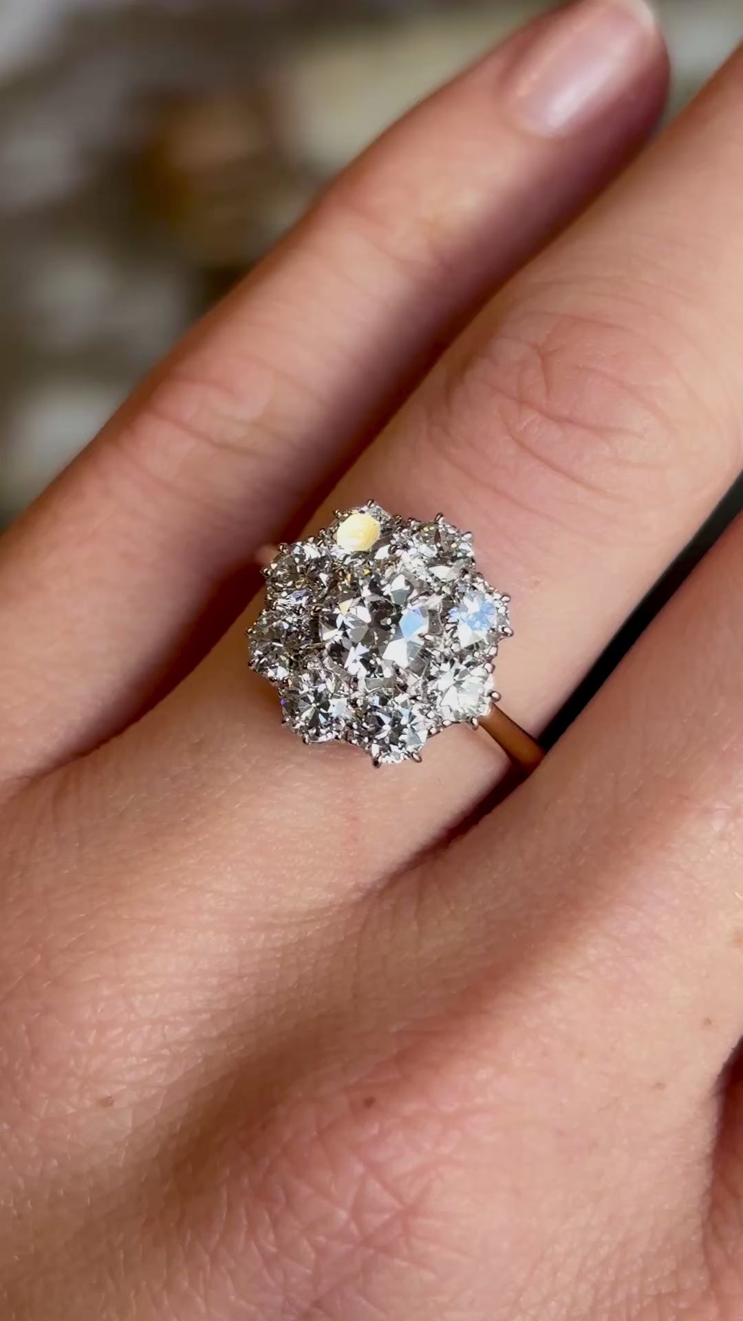 Vintage, 1930s diamond cluster engagement ring