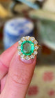 Vintage, 1980s emerald & diamond cluster ring
