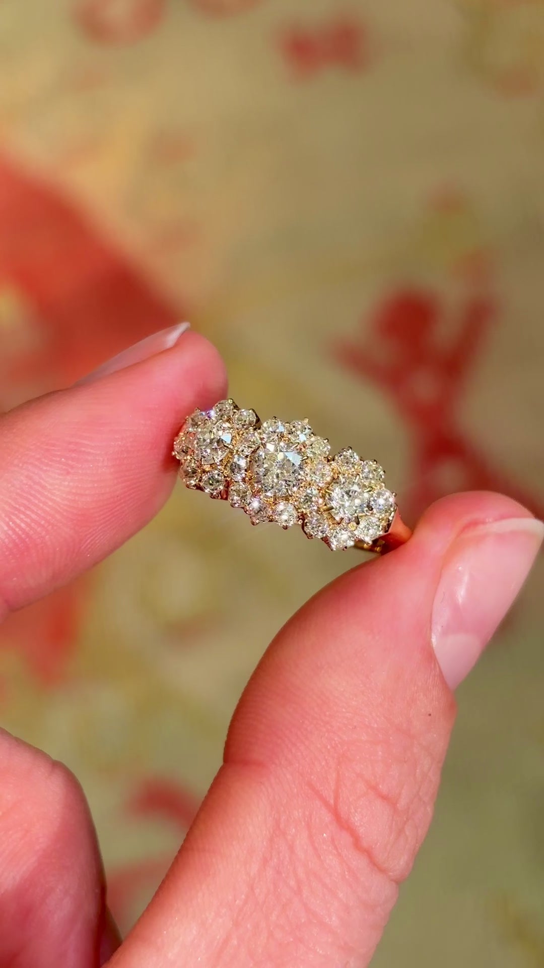 Antique, Edwardian triple diamond cluster ring