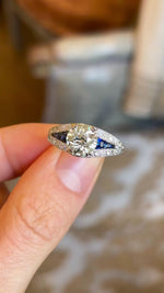 Vintage, Art Deco 2.44ct tinted old-cut diamond & sapphire ring