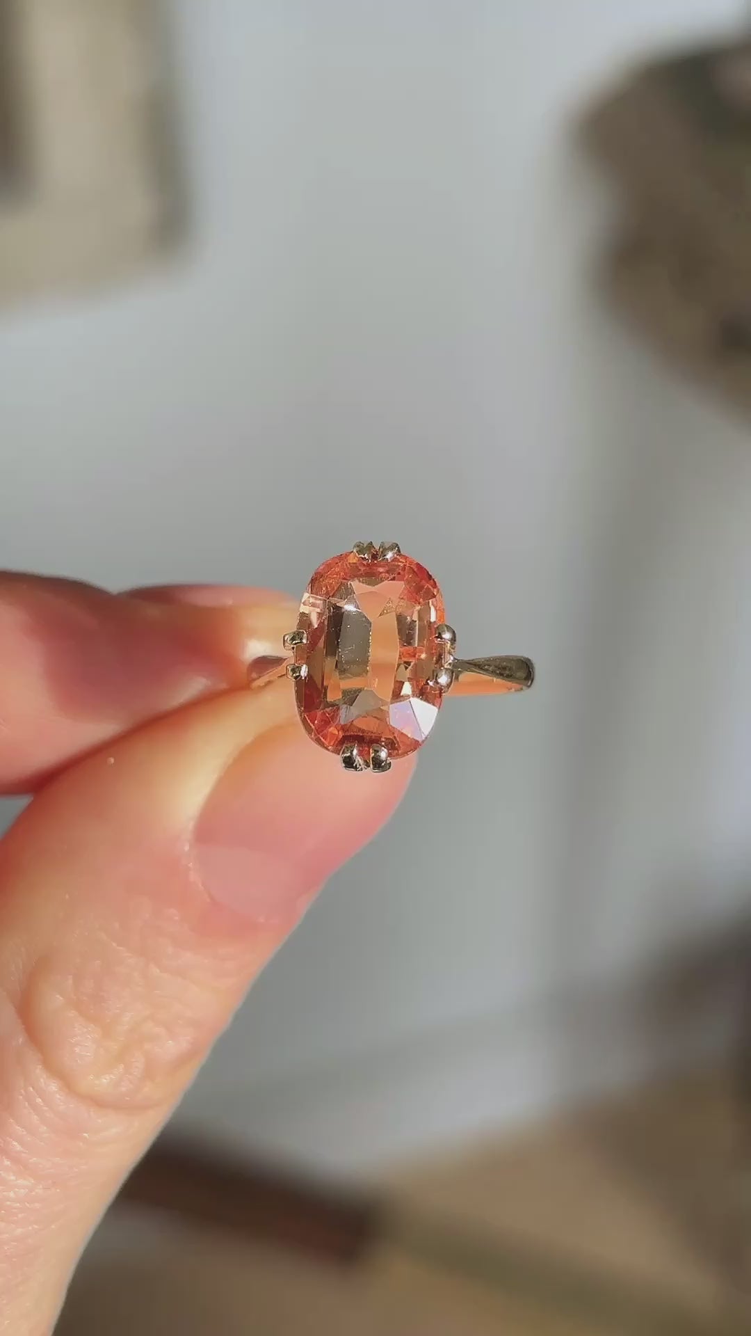 Antique, Edwardian imperial topaz single-stone ring