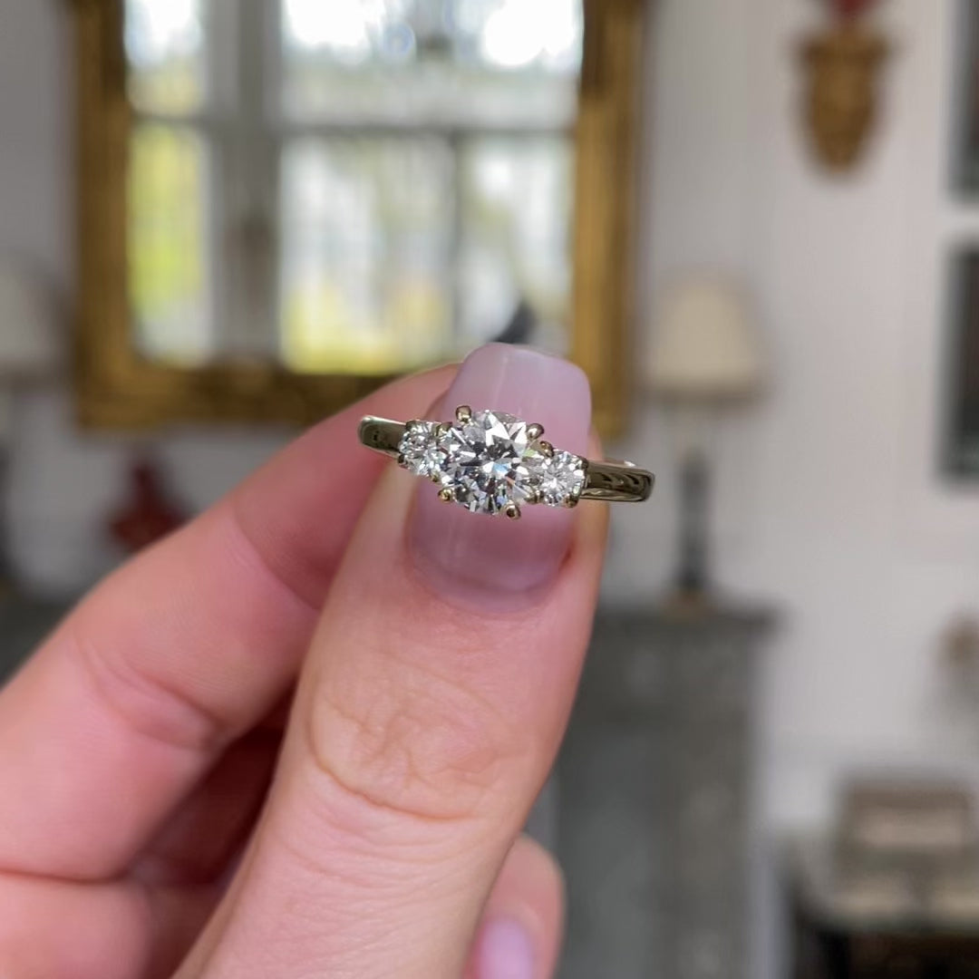 Tiffany & Co. Vintage Three Stone 1.01ct VS2 F Diamond Engagement Ring, 18ct Yellow Gold