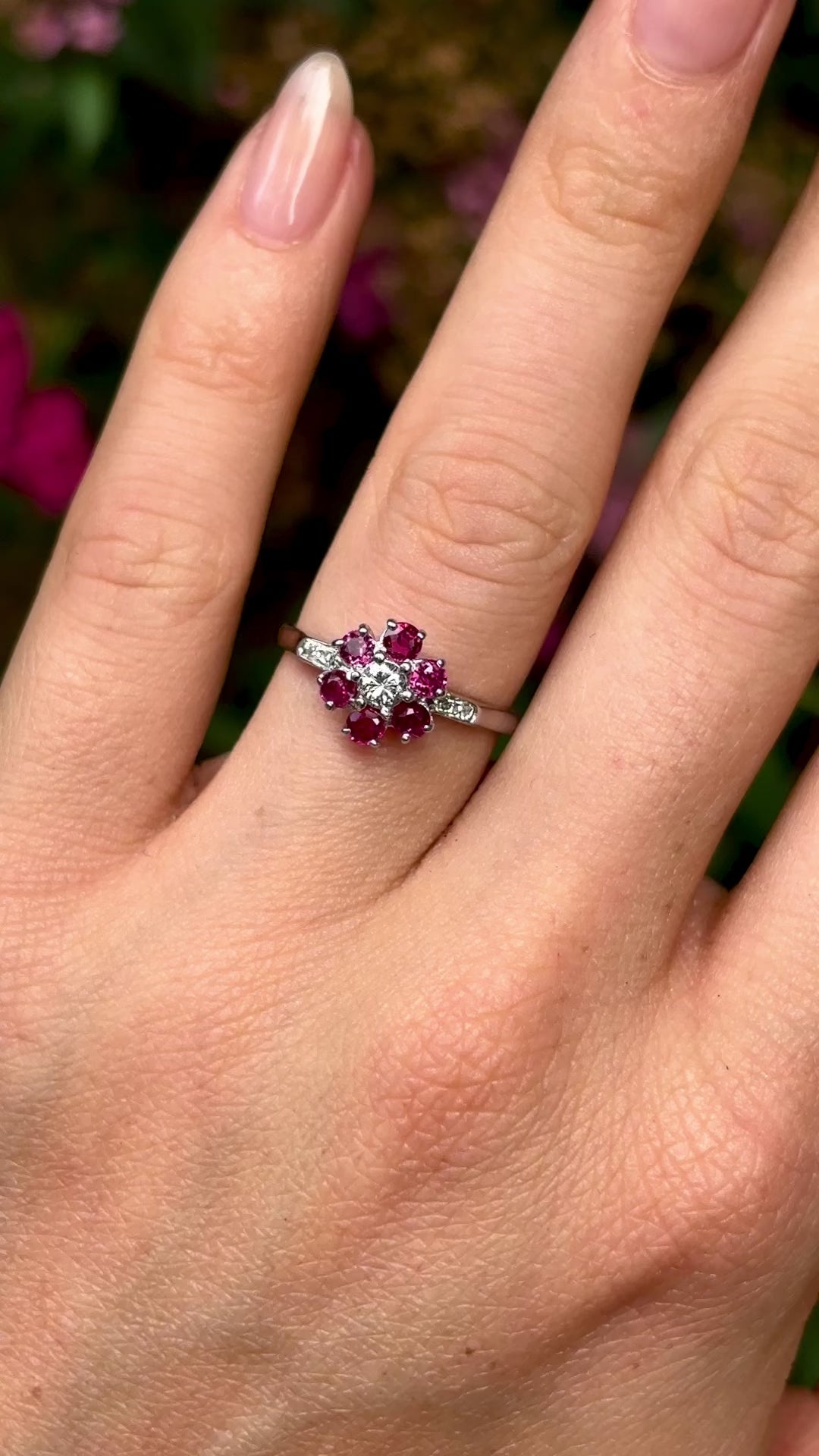 ON HOLD | Vintage, 1960s ruby & diamond cluster ring