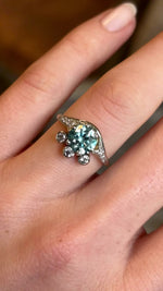 Vintage, 1950s unusual zircon & diamond ring