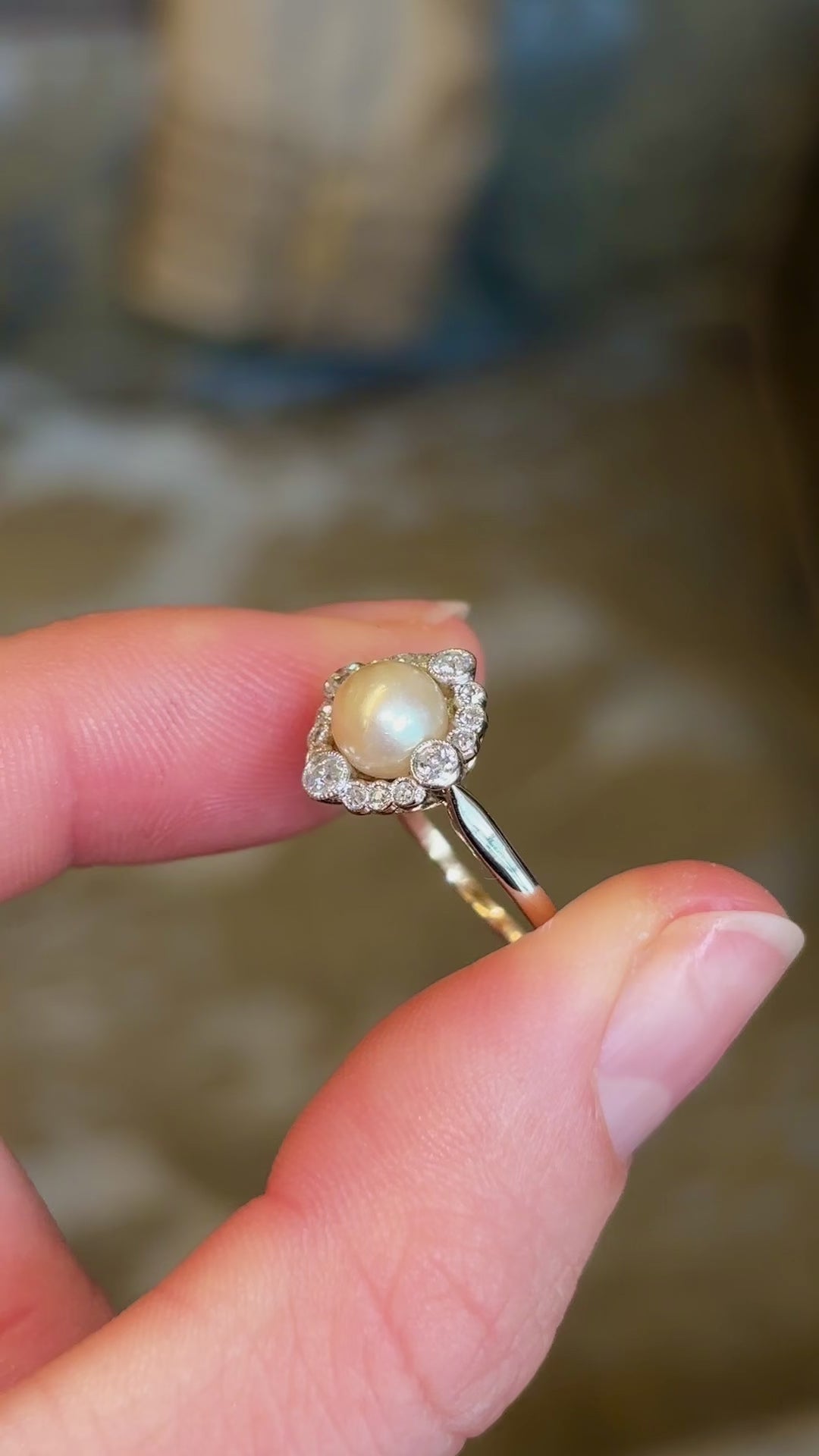 Antique, Edwardian pearl & diamond cluster ring