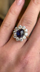 Vintage, 1980s cabochon sapphire & diamond cluster ring