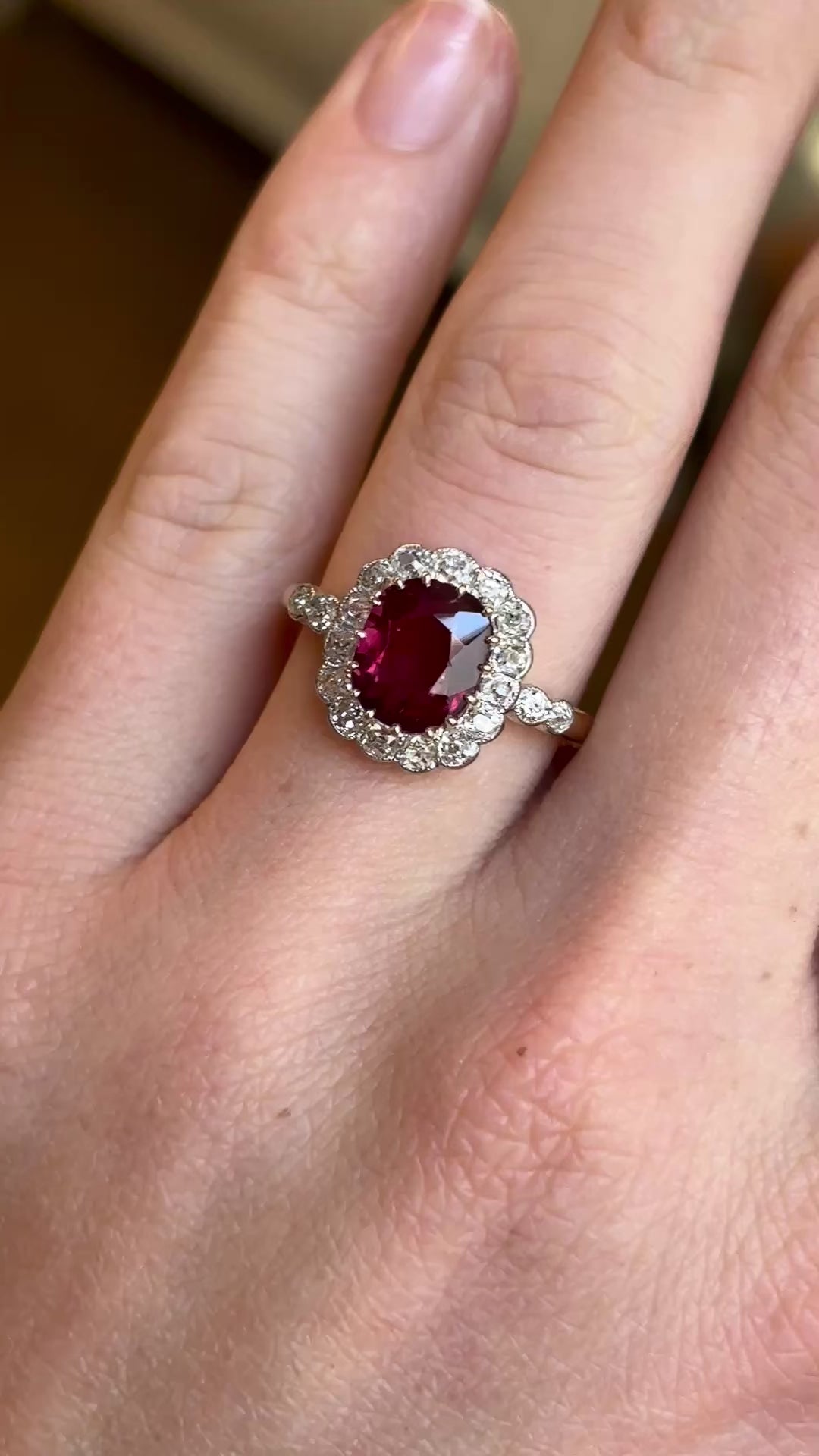 Antique, Edwardian ruby & diamond cluster ring