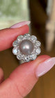 Vintage, Art Deco natural pearl & diamond cluster ring