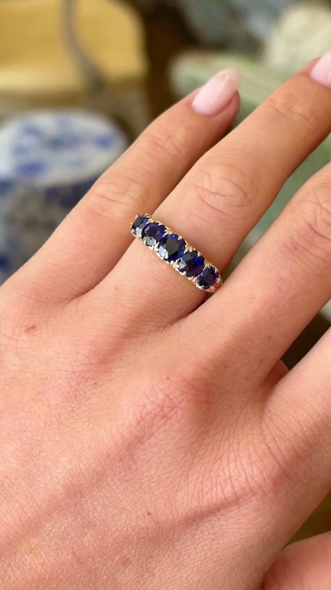 Antique, Victorian sapphire half-hoop ring