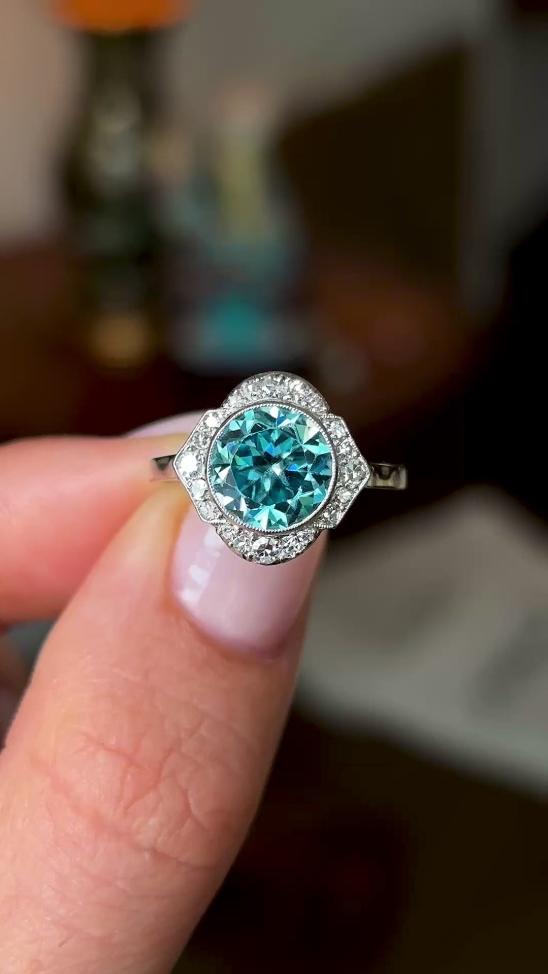 Vintage, Art Deco zircon & diamond cluster ring