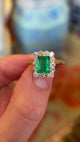 Vintage, 1940s emerald & diamond cluster ring