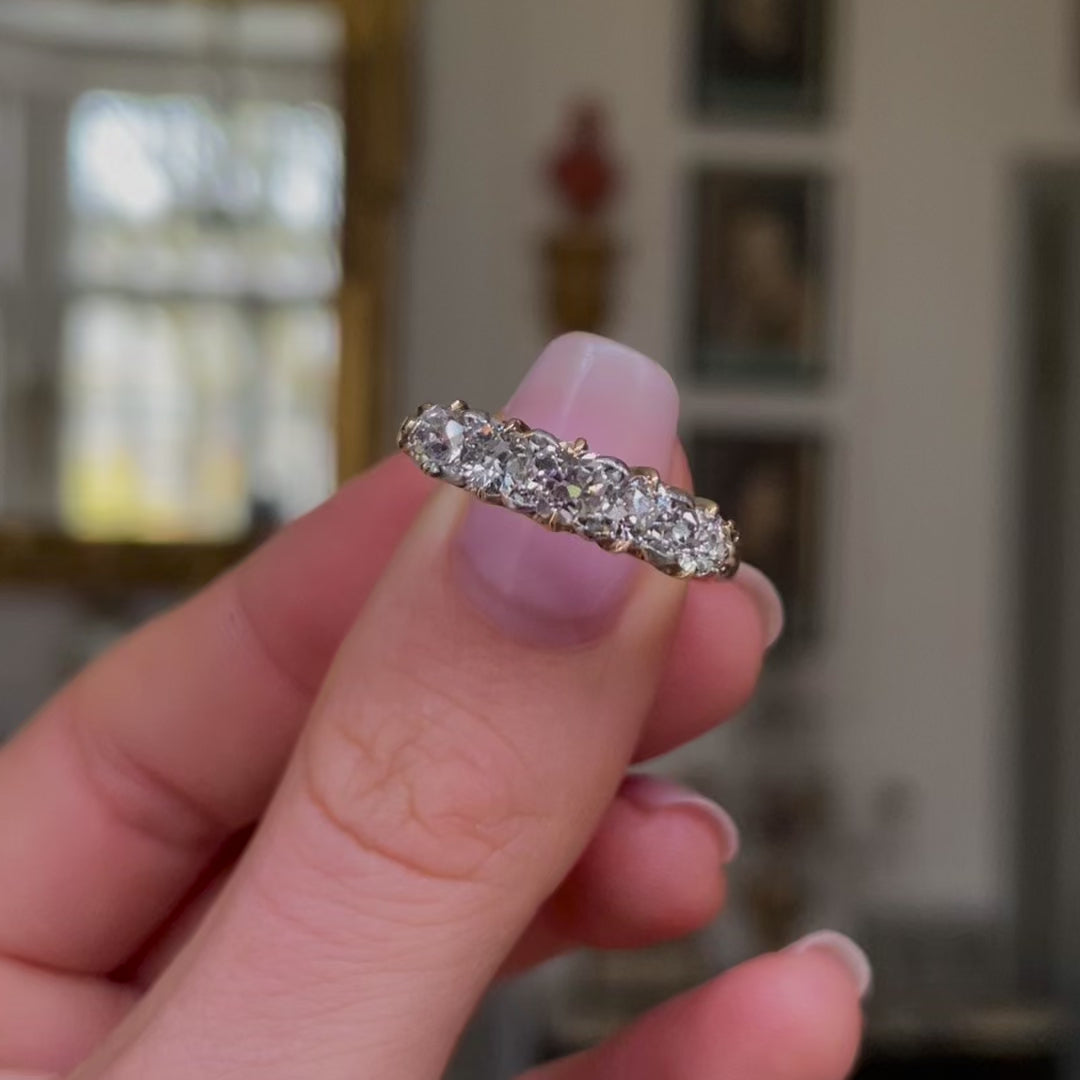 Antique diamond five-stone engagement ring