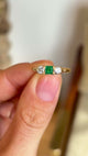 Vintage, emerald & diamond three-stone ring