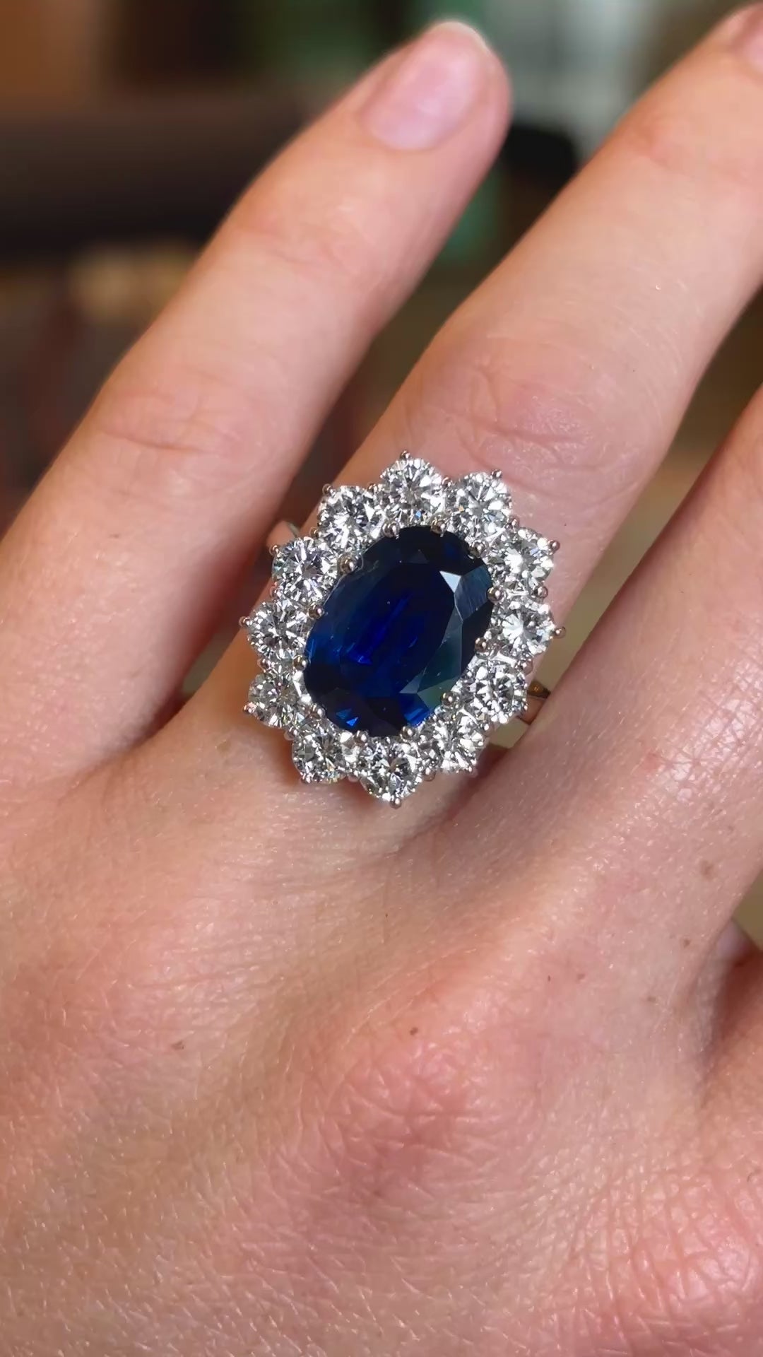 Vintage, 1950s sapphire & diamond cluster ring