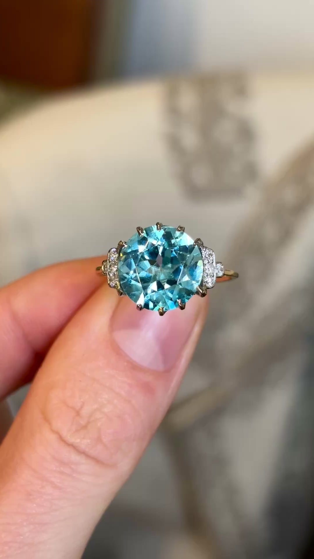 Antique, Edwardian zircon & diamond cocktail ring