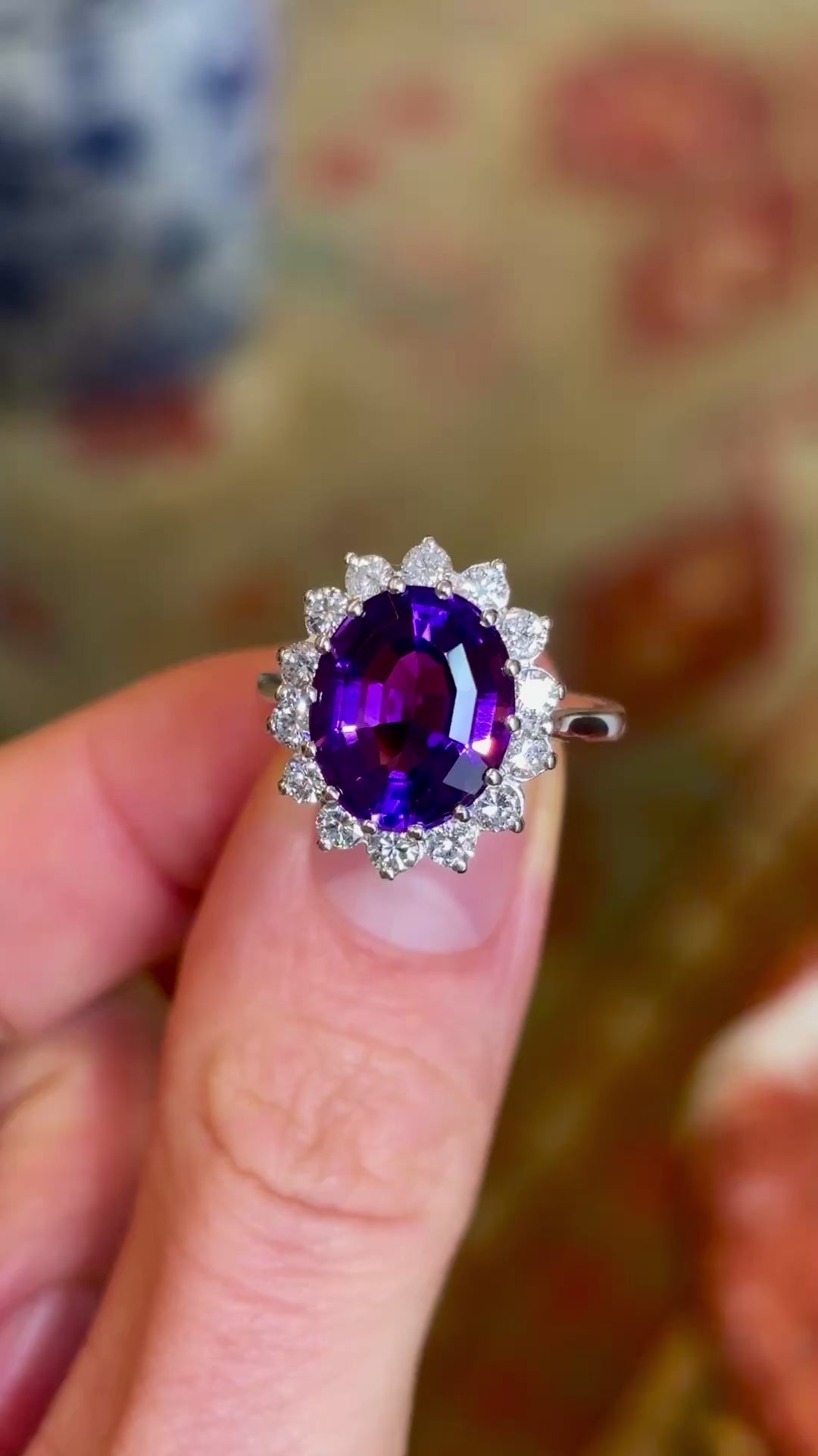 Vintage, 1960s amethyst & diamond cluster ring